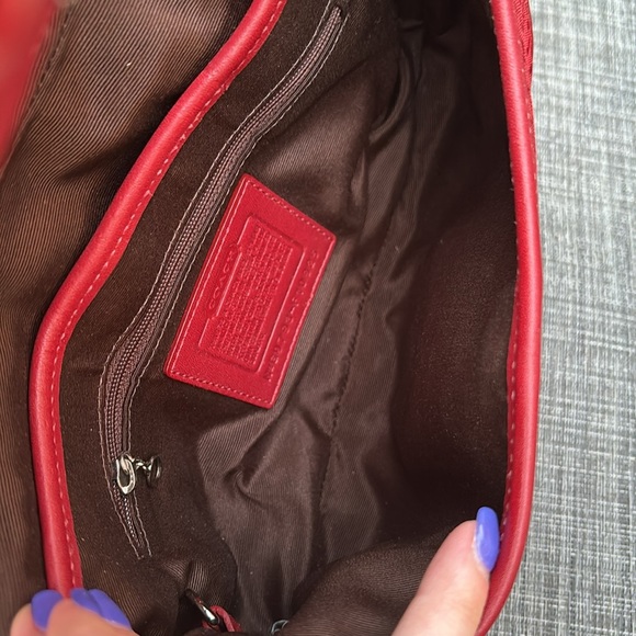 RARE Coach Y2K Red Signature Soho Logo Canvas Leather Buckle Small Shoulder Bag - Picture 10 of 16